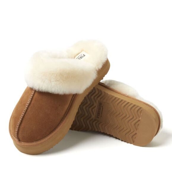 Fireside by Dearfoams Women's Melton Genuine Shearling Platform Scuff Slipper - Picture 5 of 7